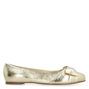 Ferragamo Varina Metallic Leather Ballet Flats Size: 8 Color: Gold